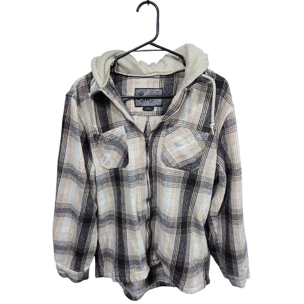 Plaid Hooded Shacket - Brooklyn Cloth - L